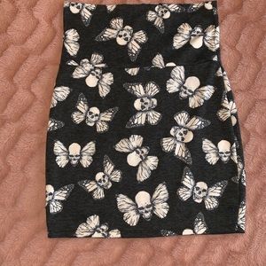 Skeleton butterfly pencil skirt